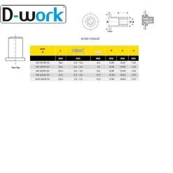 200 Ecrous à Sertir Borgnes Tête Plate GOFIX M6 x 20.5 mm - Acier - D-Work