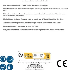 25 Ecrous Borgnes M22 mm - DIN 1587 - Inox A2 - D-Work