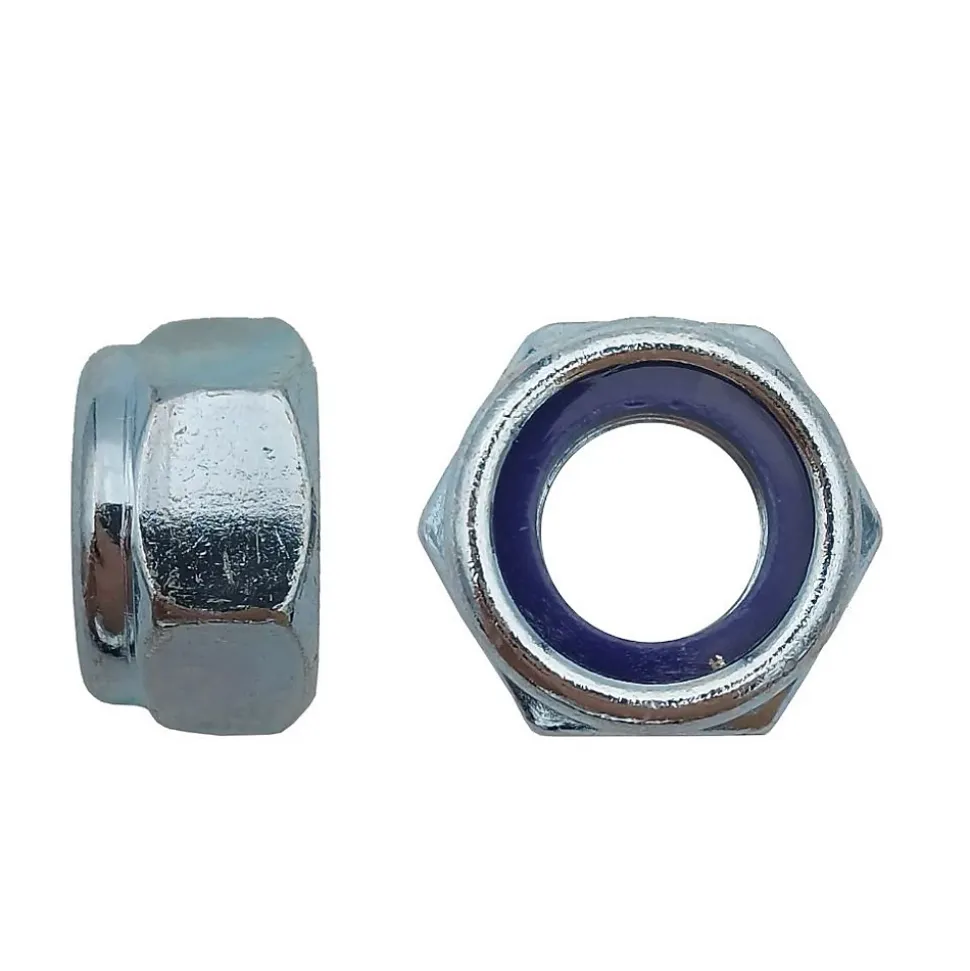 100 Ecrous Freins Indésserrables Bague Nylon M12 mm - DIN 985 - I8I - Zingué blanc - D-Work
