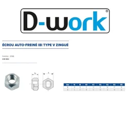 1000 Ecrous Freins Indésserrables M8 mm - DIN 980 - 8 - Zingué blanc - D-Work