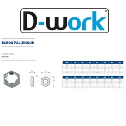 100 Ecrous PAL Autofreinés à Effet Ressort M20 mm - DIN 7967 - Zingué blanc - D-Work