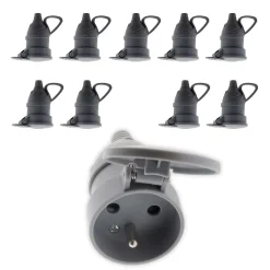 10 fiches femelles clapet 16A 2P+T gris Zenitech