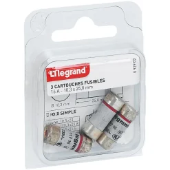 3 fusibles céramique Legrand 10.3 x 25.8 mm avec voyant