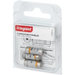 3 fusibles céramique Legrand 8.5 x 23 mm avec voyant