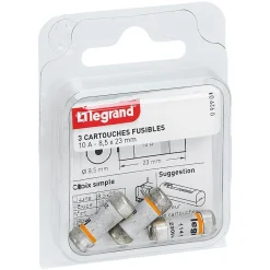 3 fusibles céramique Legrand 8.5 x 23 mm avec voyant