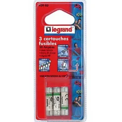 3 fusibles céramique Legrand 8.5 x 31.5 mm avec voyant