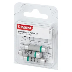 3 fusibles céramique Legrand 8.5 x 31.5 mm avec voyant
