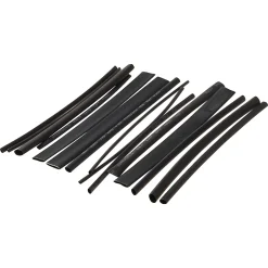 15 gaines thermorétractable noires ø8/ø6/ø4/ø3/ø2 mm