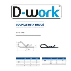 100 Goupilles BETA D. 4 mm - Zingué blanc - D-Work