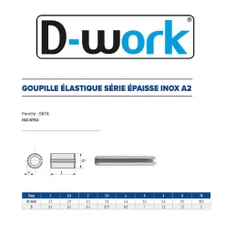 100 Goupilles Elastiques Epaisses D. 3.5 x 8 mm - 8752 - Inox A2 - D-Work