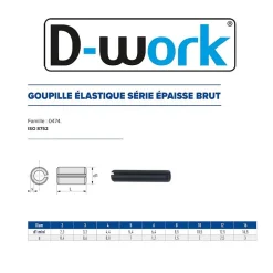 50 Goupilles Elastiques Epaisses D. 16 x 80 mm - 8752 - Brut - D-Work