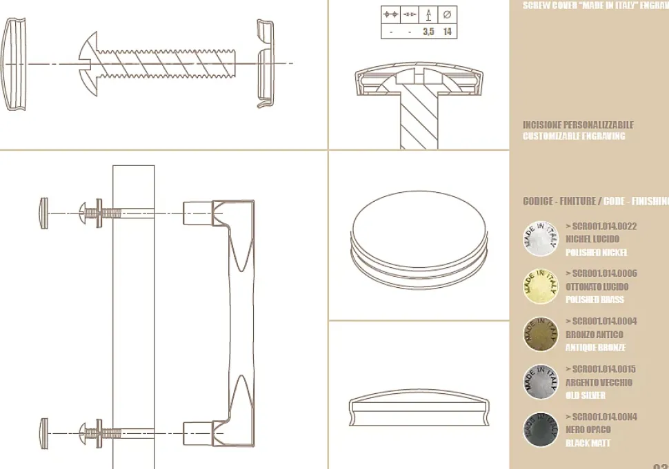 1 Kit composés de 50 cache-vis nickel brillant