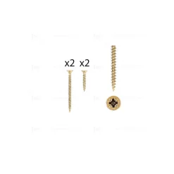 1 kit composés de 2 vis 4x25 mm + 2 vis 4x50 mm Patine royale en or ivoire