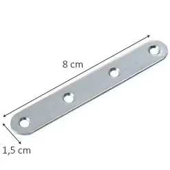 4 Pattes d'assemblage Acier Zingué L 80 x l.15 x E.2mm