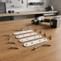 4 Pattes d'assemblage Acier Blanc L.80 x H.15 x EP.2mm