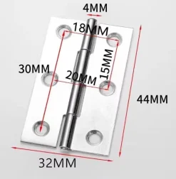 24 pcs en acier inoxydable meubles de maison matériel Charnière de porte Long 44 mm x 34 mm