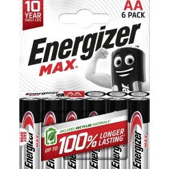 6 Piles alcalines AA LR6 Max Energizer