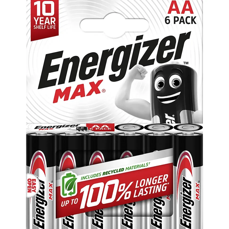 6 Piles alcalines AA LR6 Max Energizer