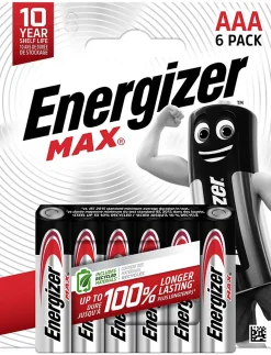 6 Piles alcalines AAA LR3 Max Energizer