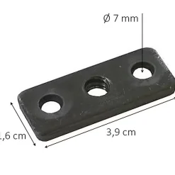 4 platines 3 trous ø7 mm x L. 39 mm x l. 16 mm