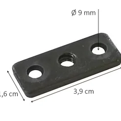 4 platines 3 trous pour vis ø9 mm x L. 39mm x l. 16mm
