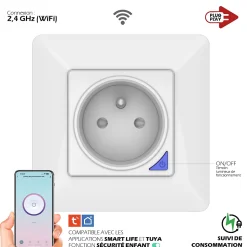 2 Prises encastrées 3000W Wifi + Suivi de consommation