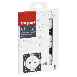 6 prises de courant 2 ports avec terre Legrand Céliane sans plaque