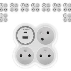 5 prises 3x16A + 2 ports USB A/C - Zenitech