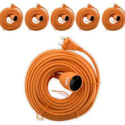 6 prolongateurs sans terre obturateur 16A 50m orange Zenitech