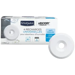 4 recharges de 500g universelles pour absorbeur d'humidité Starwax