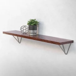 2 Support d'Etagere d'angle triangle en métal gris avec vis 160mm