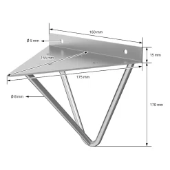 2 Support d'Etagere d'angle triangle en métal gris avec vis 160mm