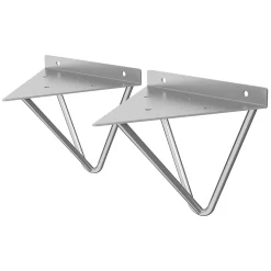 2 Support d'Etagere d'angle triangle en métal gris avec vis 160mm