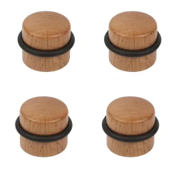 4 Un. Butée de porte adhésive en bois de chêne naturel - Diamètre 37MM