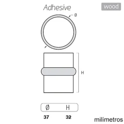 6 Un. Butée de porte adhésive en bois laqué noir - Diamètre 37MM