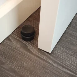 6 Un. Butée de porte adhésive en bois laqué noir - Diamètre 37MM