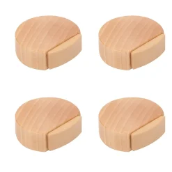 4 Un. Butée de porte adhésive en bois de hêtre naturel 45x42MM