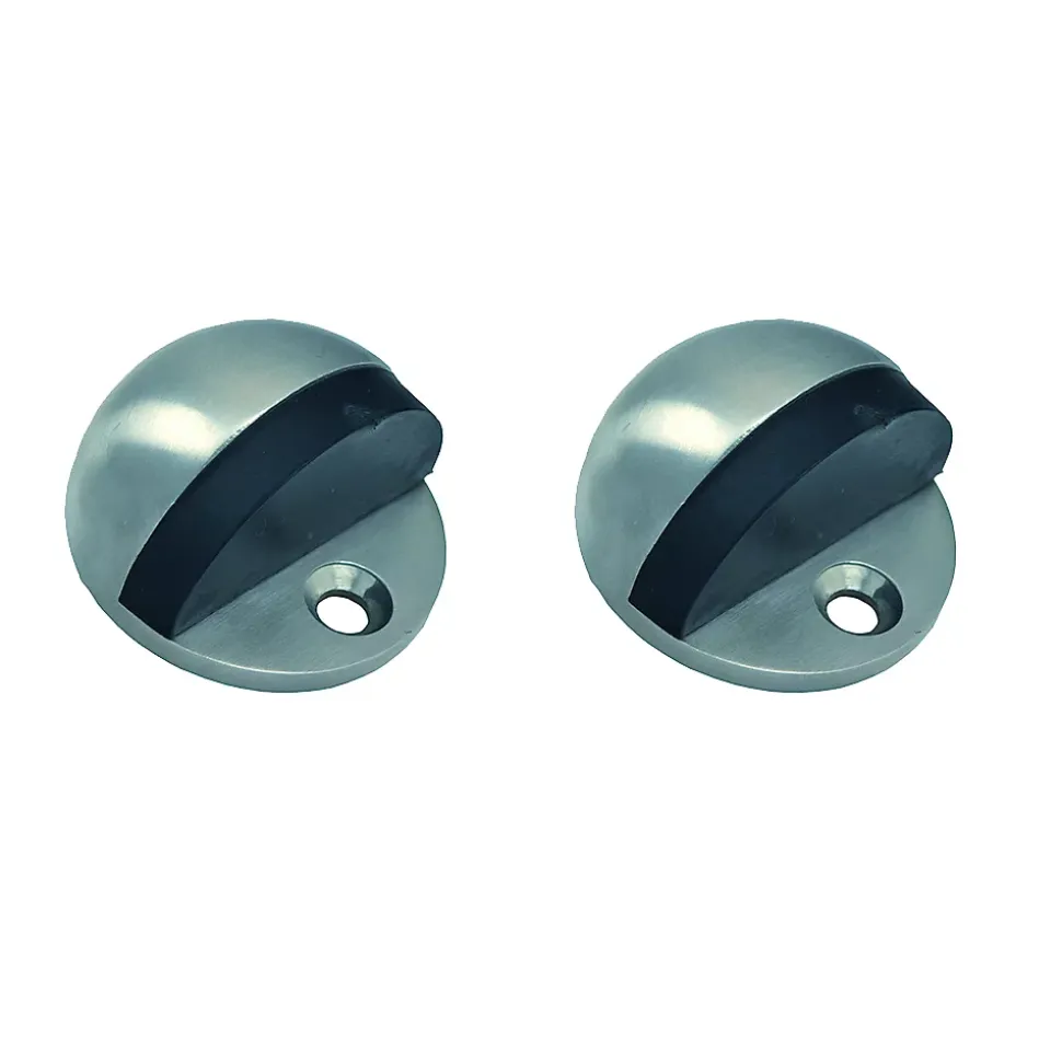 2 Un. BUTÉE DE PORTE en acier inoxydable de qualité AISI-304, fixation au sol avec vis - Diamètre 44MM