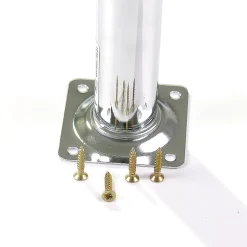 4 un. Pied de meuble rond en acier diamètre 30mm hauteur 100mm chromé avec régulateur de nivellement 15-25mm