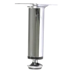 4 un. Pied de meuble rond en acier diamètre 30mm hauteur 100mm chromé avec régulateur de nivellement 15-25mm