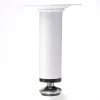4 un. Pied de meuble rond en acier, diamètre 30 mm, hauteur 100 mm, peinture blanche avec régulateur de nivellement 15-25 mm