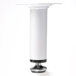 4 un. Pied de meuble rond en acier, diamètre 30 mm, hauteur 100 mm, peinture blanche avec régulateur de nivellement 15-25 mm