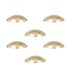 6 Un. poignées de meuble coquille en nickel mat pour porte et cuisine - entraxe 32MM