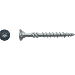 200 Vis Bois TK3 Tête Fraisée Crantée Torx F/Partiel 5 x 90 mm - Zingué blanc - D-Work