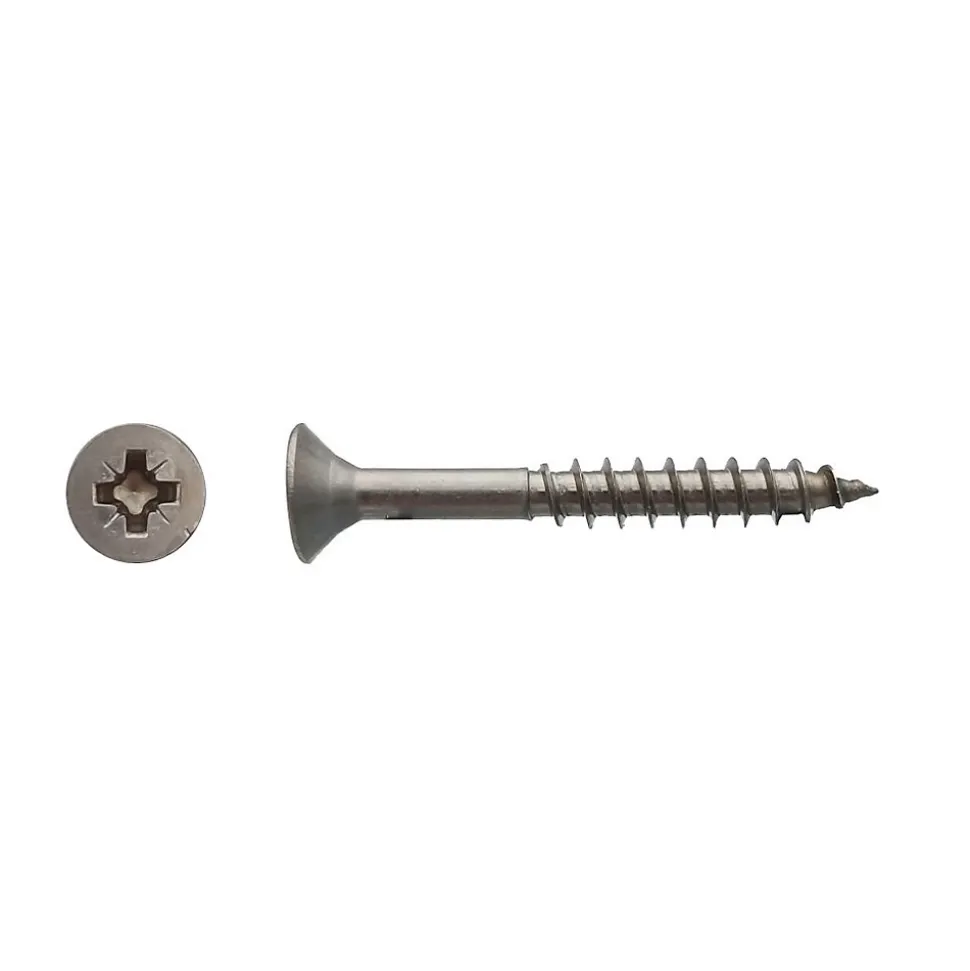 200 Vis Bois Tête Fraisée Pozidriv F/Partiel 3.5 x 35 mm - Inox A4 - D-Work