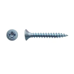 250 Vis Bois Tête Fraisée Pozidriv 4.5 x 80 mm - Zingué blanc - D-Work