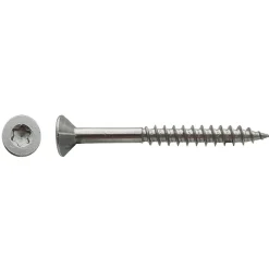100 Vis Bois Tête Fraisée Torx T30 F/Partiel 6 x 80 mm - Inox A2 - D-Work
