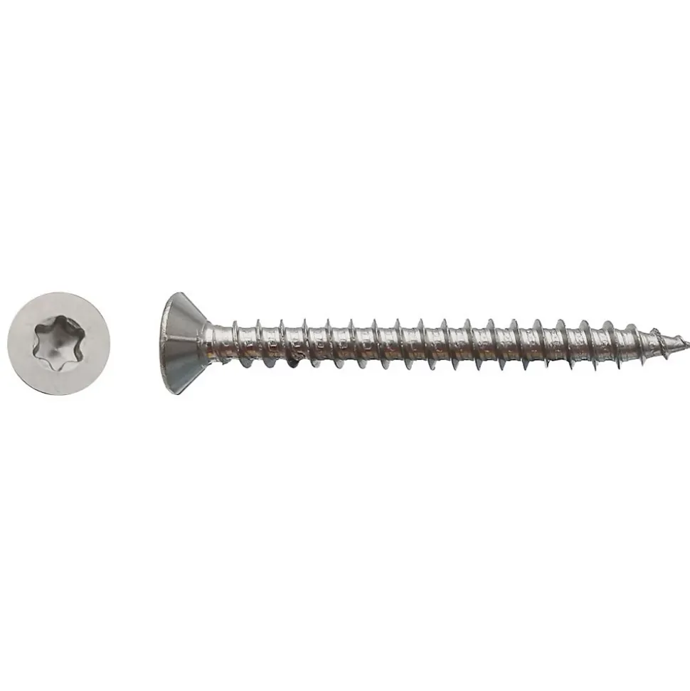 200 Vis Bois Tête Fraisée Torx T25 5 x 50 mm - Inox A2 - D-Work