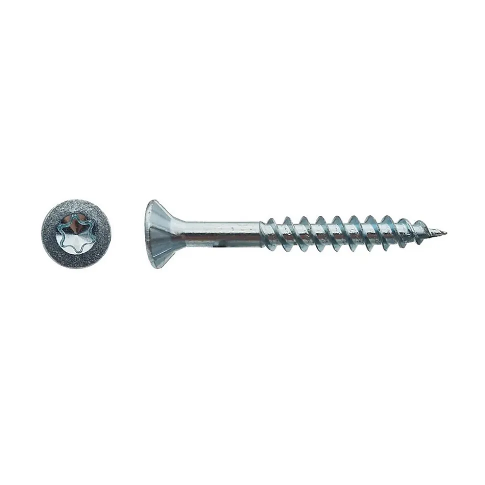 500 Vis Bois Tête Fraisée Torx F/Partiel 5 x 40 mm - Zingué blanc - D-Work