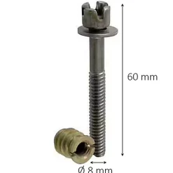2 vis d'assemblage avec écrous en acier / laiton ø 8 mm x L. 60 mm